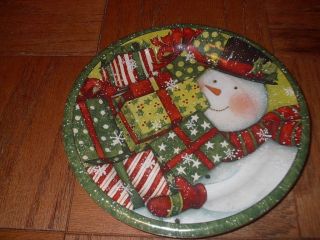 CHRISTMAS PAPER DINNER PLATES SUSAN WINGET SNOWMAN