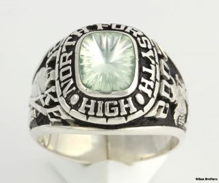 Class Ring   Synthetic Spinel Solitaire North Forsyth High School Men