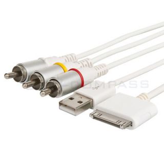 RCA Video USB Cable iPhone 3G 3GS 4 4S iPad 2 iPod Touch Classic Nano