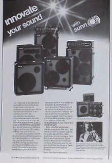 1979 Chris Squire of Yes uses sunn guitar amps photo print Ad