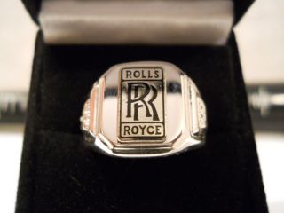 Vintage Classic Style Red Script Chrome ROLLS ROYCE Nickel Silver Ring