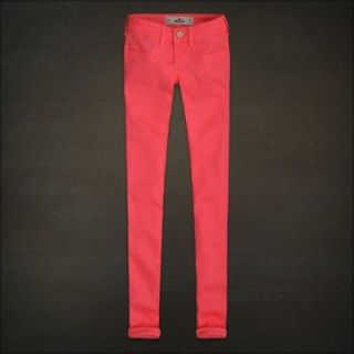 NWT! HOLLISTER FALL 2012 NEON CORAL SKINNY JEGGINGS JEANS LEGGINGS 0