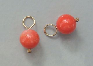 Simply Elegant 7mm Salmon Coral INTERCHANGEABLE Earring Charms YG or