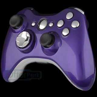 Purple Shell For Xbox360 Controller with Chrome Silver Button Tool