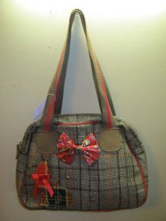 new Fox hunt Claires red and brown plaid fox foxy shoulder bag purse