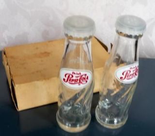 of Drink Pepsi Cola Glass Bottle, Salt & Pepper Shakers, MINT IN BOX