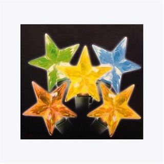 Color Faceted Star Indoor/Outdoor 30 Christmas Lights With Green Wire
