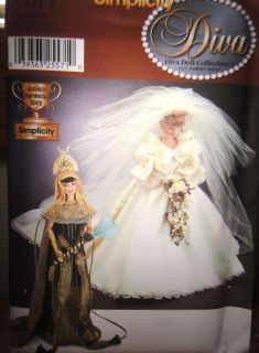 Pattern #7077 Barbie Wedding Gown & Cleopatra Fashion Doll Pattern