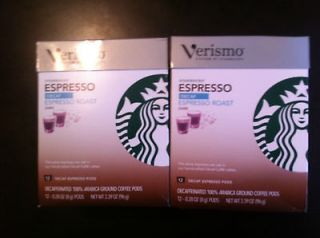 Starbucks Decaf Espresso Verismo 2 packs(12 each), total 24 pods/SEE