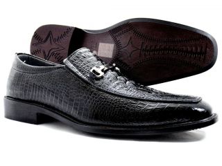 Mens Dress Shoes Parrazo Black Slip On Loafers crocodile prints shoes