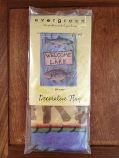 Evergreen Welcome to the Lake Decorative Flag for Fishing/Lodge