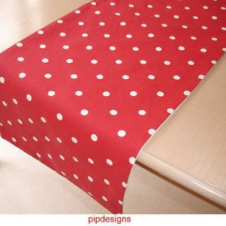 NEW Coffee Table Runner 3ft ( 90cm ) ★ Red and White Polka Dots 36