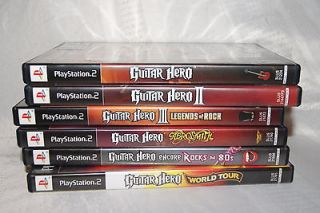 PS2   6 GAME GUITAR HERO LOT   GUITAR HERO WORLD TOUR LEGENDS OF ROCK