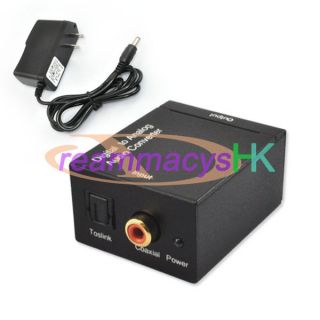 Optical Coax Coaxial Toslink to Analog RCA L/R Audio Converter Adapter