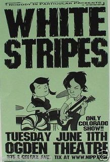 WHITE STRIPES 2003 DENVER CONCERT TOUR POSTER   CARTOON DRAWING OF