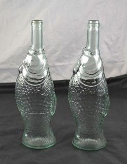 Lot of 2 Vintage Liquor Decanters Bottles Clear Antinori Glass Fish