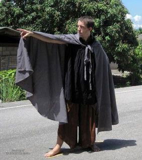 Cloak Renaissance Hood Cape Cotton Medieval Gray sz L