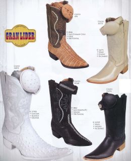 Mens Imit. Exotic Skin/Leather Cowboy Boots W/Belt Diff. Colors