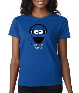 Cookie Monster Cartoon Dubstep Music DJ Face Ladies Tee Shirt
