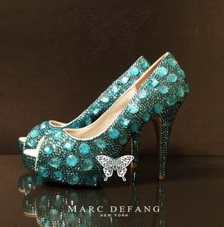 MARC DEFANG   Bridal blue snow diamond crystal (casing) peep toes