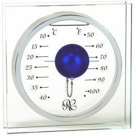 Galileo Thermometer/Sq uare Glass Desktop Thermometer with Blue Float