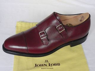 JOHN LOBB WILLIAM Burgundy Calf Leather Cap Toe Double Monkstrap Shoes