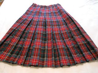 Pleat Plaid Skirt Scottish Lion N Conway NH Calf Length Vintage SZ 6