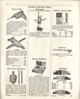 1962 Stanley Electric Drill~Stand rare Vintage Tool Ad