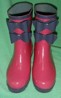 JUICY COUTURE PINK RUBBER RAIN BOOTS BOWS SIZE 6 NWTS ! MSRP $80