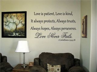 Love is patient kind protects Corinthians 13:45.78 Vinyl Wall Art