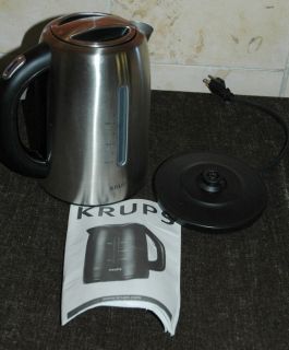 Krups FLF3 1W Electric Stainless Steel Black Cordless Kettle 54 oz.