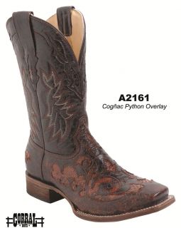 Corral Mens Boots Genuine Python/Leather Black/Cognac A2161 All Sizes