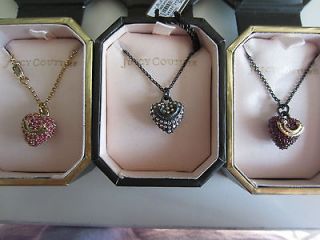 Juicy Couture Heart Wish Crystal Necklace NWT in Box   Pink,Hot Pink