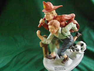 FIREMAN Famous Norman Rockwell figurine,child & dog,firechief