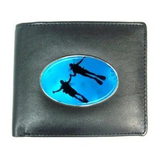 SCUBA DIVING Mens Leather Wallet Credit Card Holder Black Gift