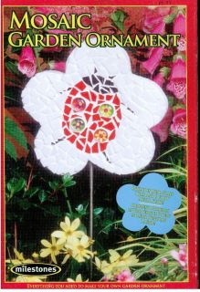 MOSAIC Flower Garden Ornament Kit with stake glass tiles
