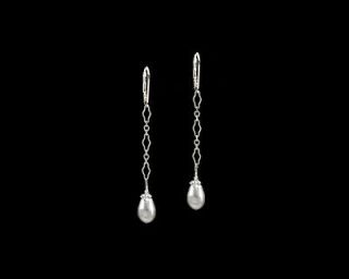 Pearl Drop (crystal) Sterling Silver SS Leverback Earrings UPickColor