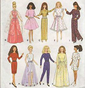 Simp 9838 Design Your Own Barbie Doll Clothes Pattern   New or Cut
