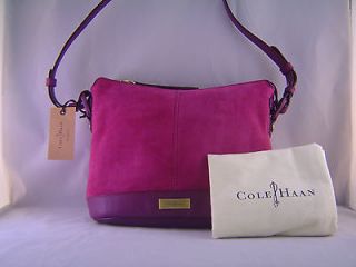 NWT Cole Haan VIOLET PLUM Suede Leather Crossbody Bucket Bag Purse