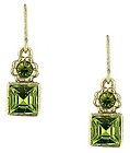 Jewelry Green Crystal Square Flower Olivine Wire Dangle Drop Earrings