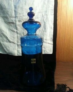 Pardee Fancy Apothecary Glass Blue Jar Handmade in Italy Italian Made