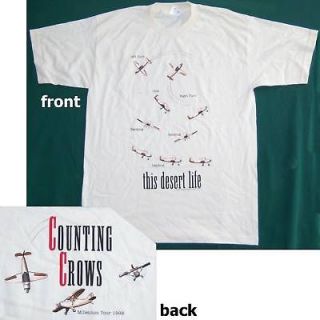 COUNTING CROWS DESERT LIFE TOUR 1999 PLANES TAN T SHIRT LARGE NEW