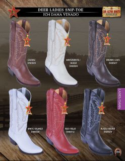 Snip Toe Genuine Deer Ladies Western Cowboy Boots Diff. Colors/Sizes