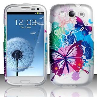 Galaxy SIII S3 i9300 Hard Case Snap On Silver Cover Spring Butterfly Z