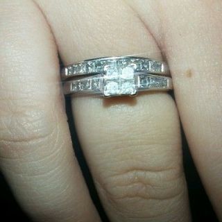 carat princess cut wedding ring set