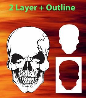 air brush stencil skull 14 2 Layer +Outline + Extras Template