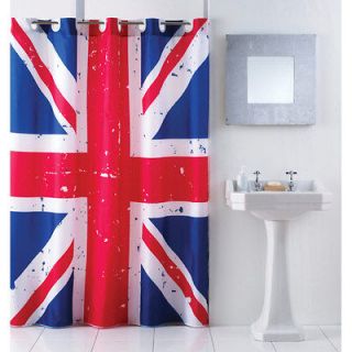 Union Jack Hookless Shower Curtain   Stylish Modern Design   Washable