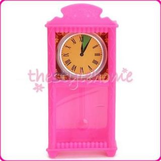 Pink Dollhouse Miniature Grandfather Clock For Barbie And Similar Size