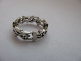 925 Sterling Silver Crown Of Thorns Band Ring Size O & 1/2
