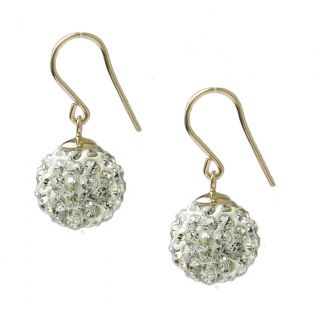 Disco Glitter Crystal Ball 9ct Gold Drop Shamballa Earrings · Select